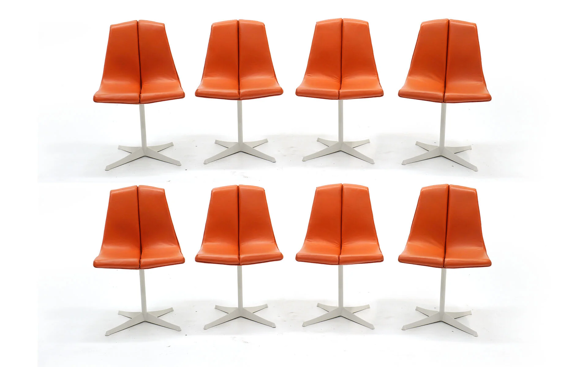 Eight Dining Chairs by Richard Schultz for Knoll, White Frames